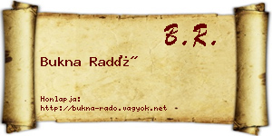 Bukna Radó névjegykártya